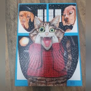 Whimsical Cat in Red Sweater Wall Art